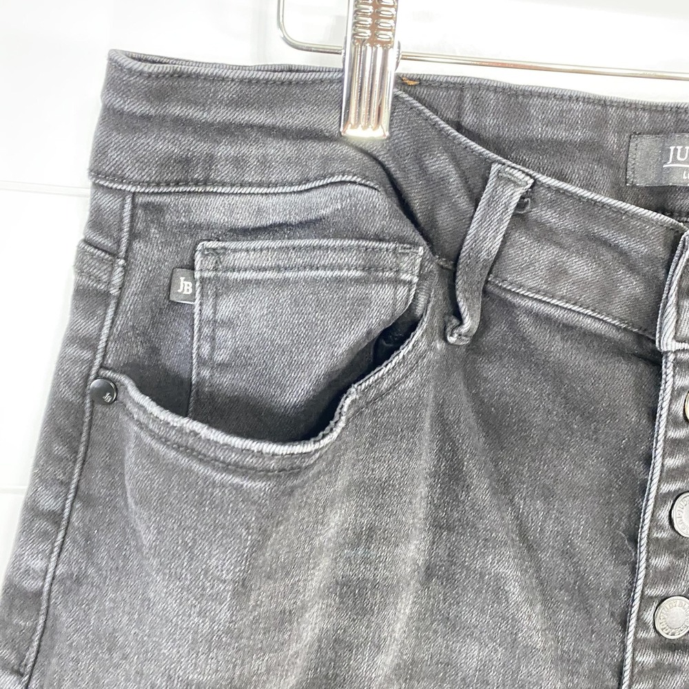 Judy Blue‎ Jeans Womens 18W Black Button Fly Raw Hem Stretch High Rise JB88829BK - Picture 4 of 14
